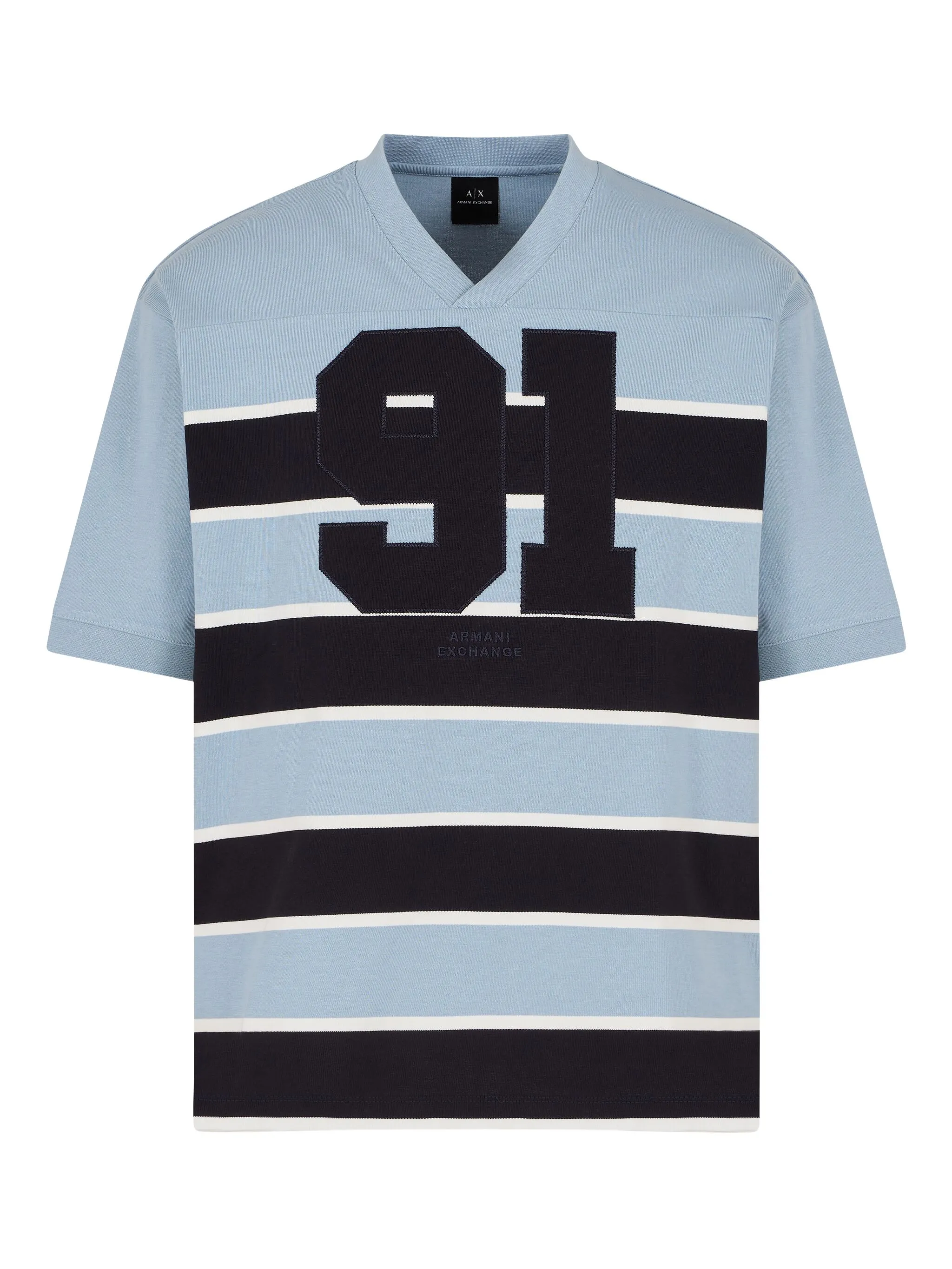 

Полосатая футболка с V-образным вырезом Armani Exchange, синий