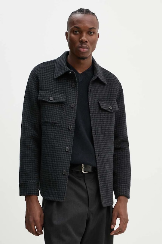 

Шерстяная рубашка-куртка Theory, черный