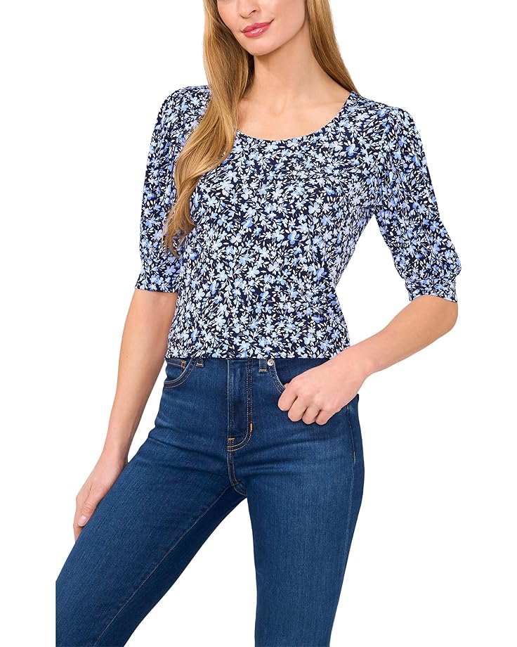 

Топ CeCe Knit Scoop Neck Short Sleeve Top, цвет Classic Navy