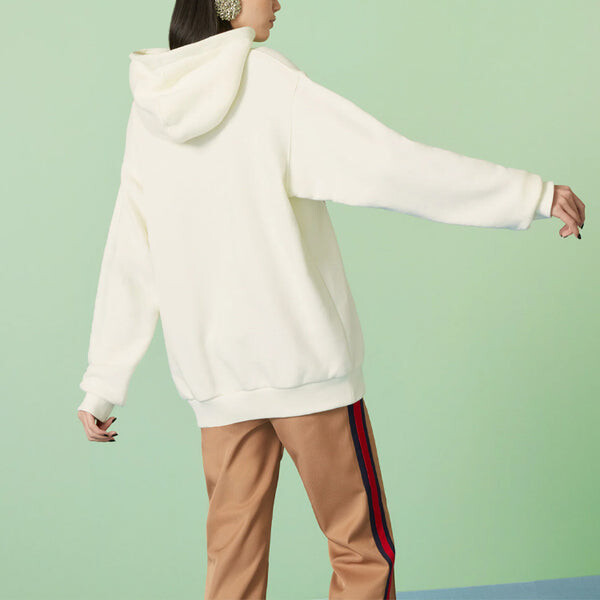 Толстовка (WMNS) Gucci Cotton jersey hooded sweatshirt with Gucci Depuis 1921 cat print 'White', белый — фото 3