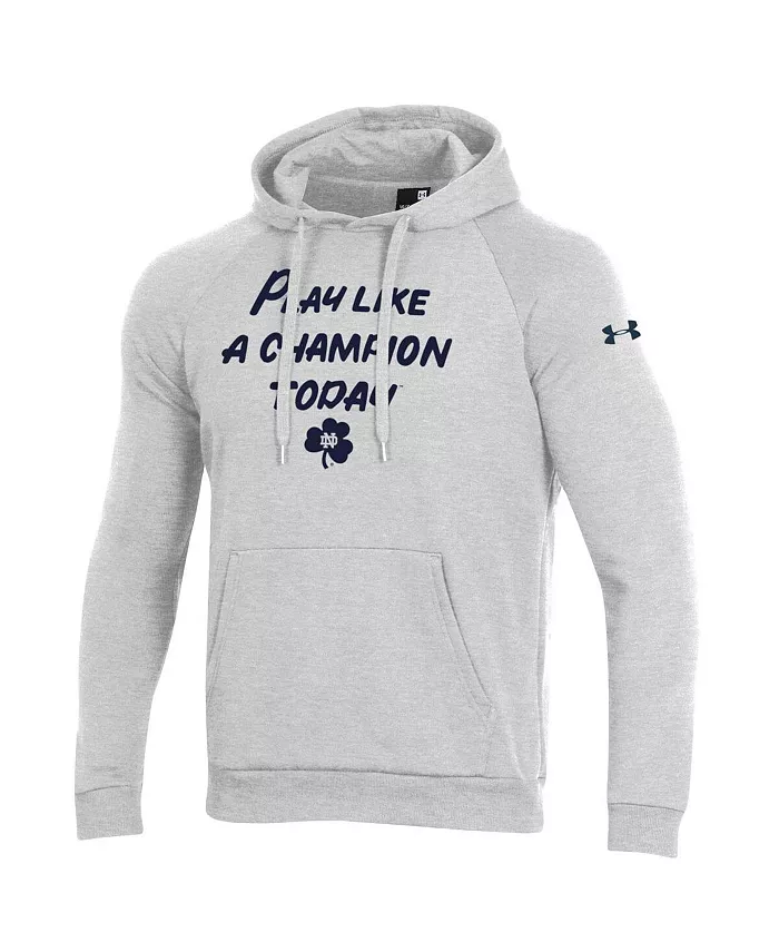 

Мужская серая толстовка с капюшоном Notre Dame Fighting Irish Play Like A Champion Today All Day реглан из флиса Under Armour