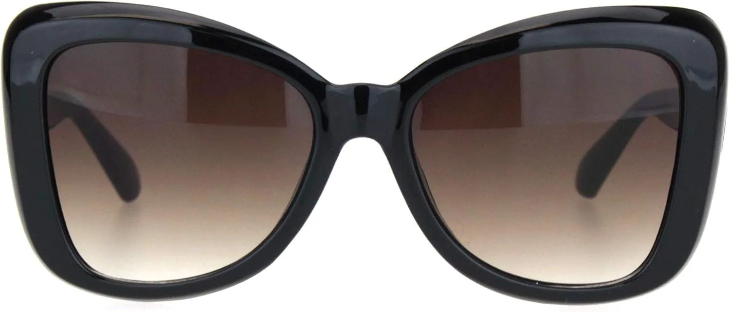 

SA106 Женские дизайнерские солнцезащитные очки в стиле 90-х с узором «пейсли», заушниками-бабочками и толстыми пластиковыми дужками, Black Gradient Brown