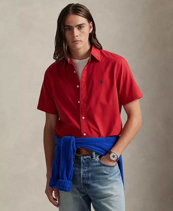 

Мужская оксфордская рубашка с предварительной окраской ткани Polo Ralph Lauren, красный