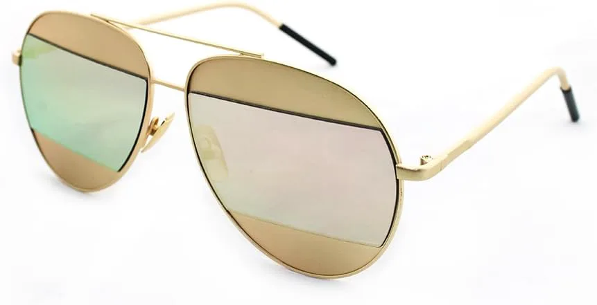 

Newbee Fashion - Солнцезащитные очки-авиаторы "Montious" Ultra Premium с матовой алюминиевой отделкой и эффектом вспышки Newbee Fashion Sunglasses, Gold/Pink