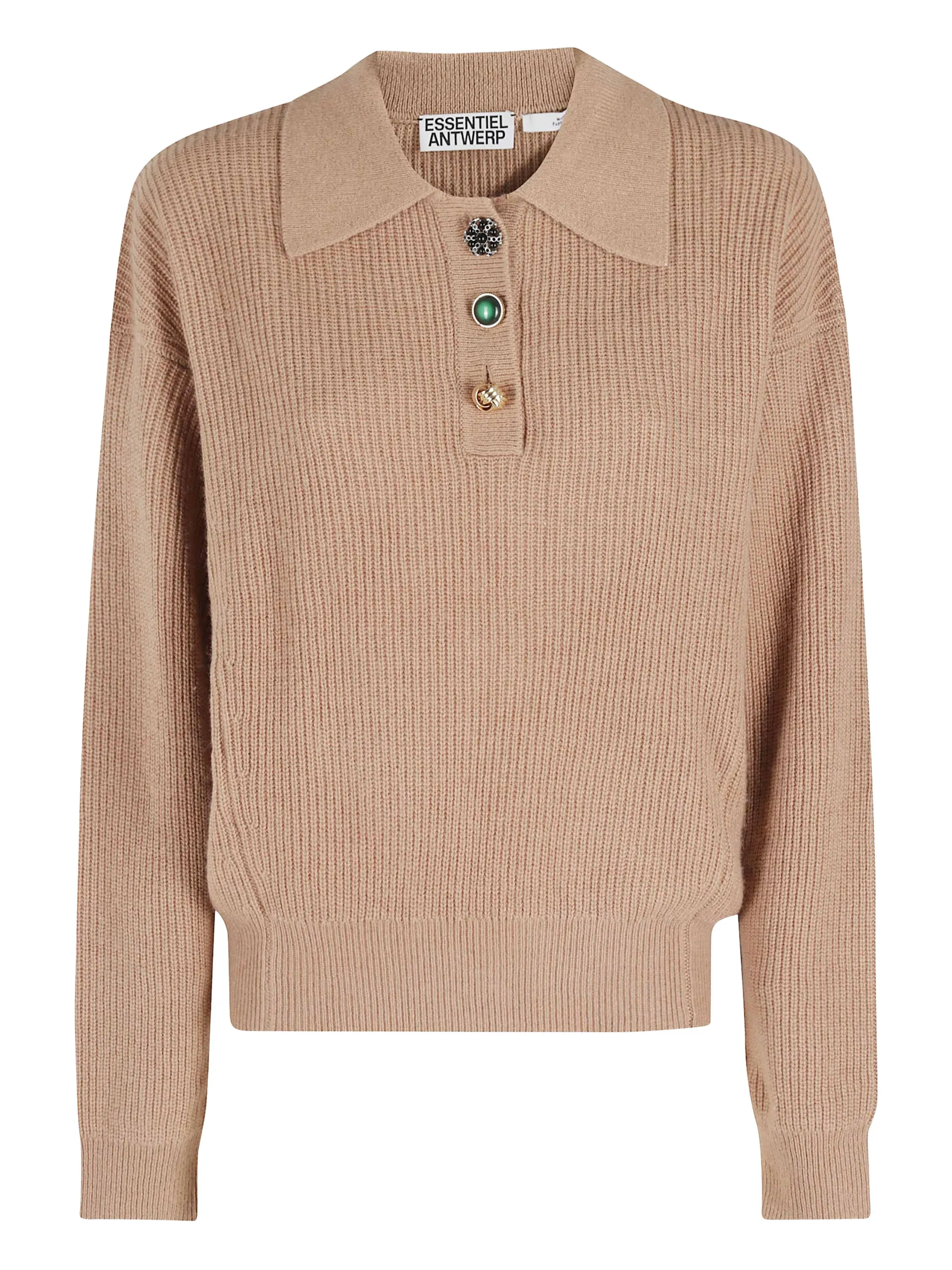 

Свитер с воротником поло Essentiel Antwerp, бежевый