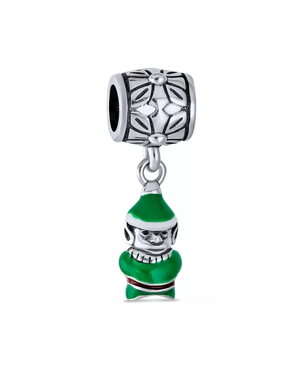 

Рождественский браслет с подвеской в виде эльфа-помощника Санты, европейский браслет из стерлингового серебра Bling Jewelry, green