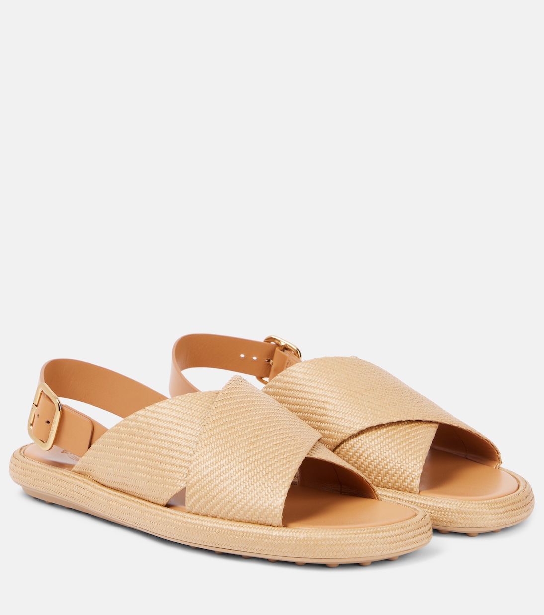 Плетёные сандалии с кожаной отделкой Tod's, Beige Scuro