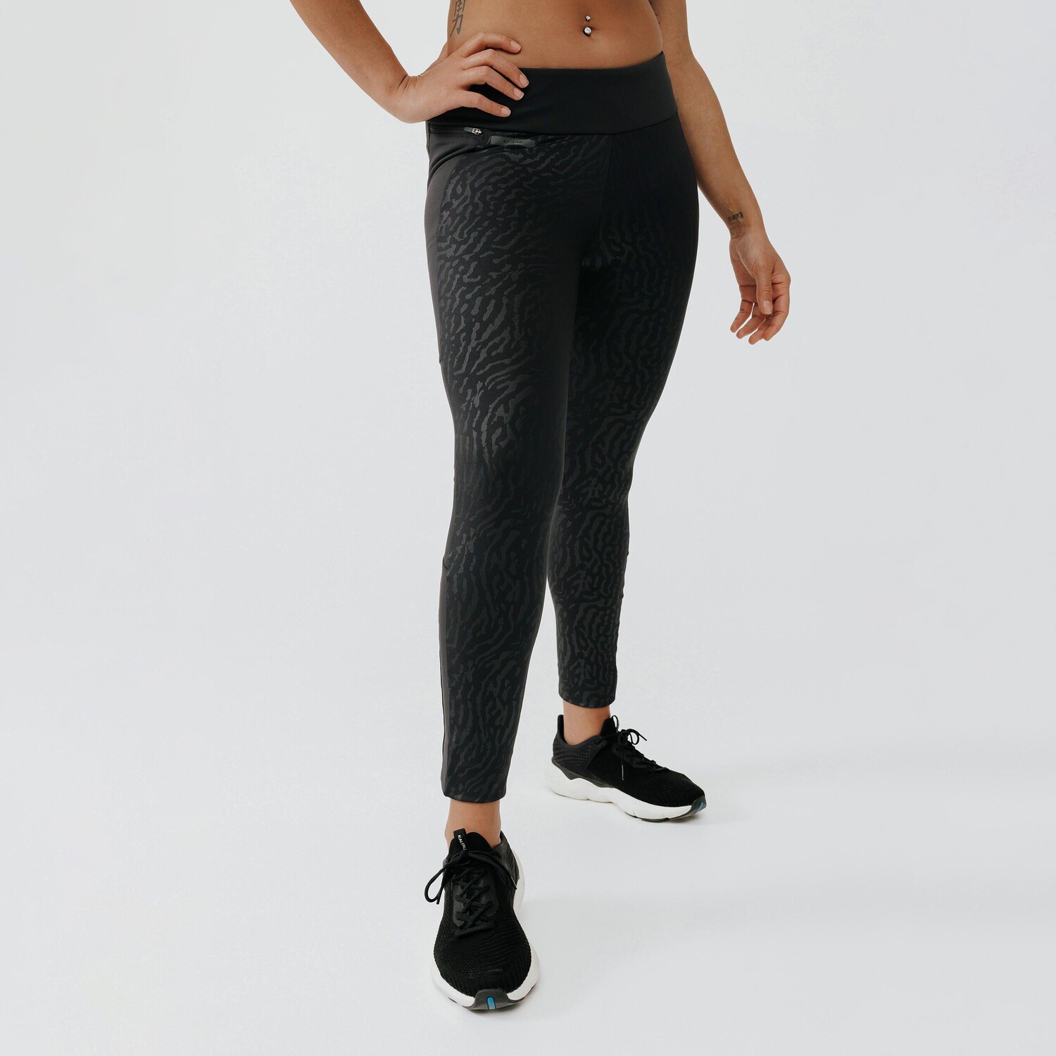 

Теплые длинные леггинсы для бега Decathlon Warm+ с узорами Kalenji, черный