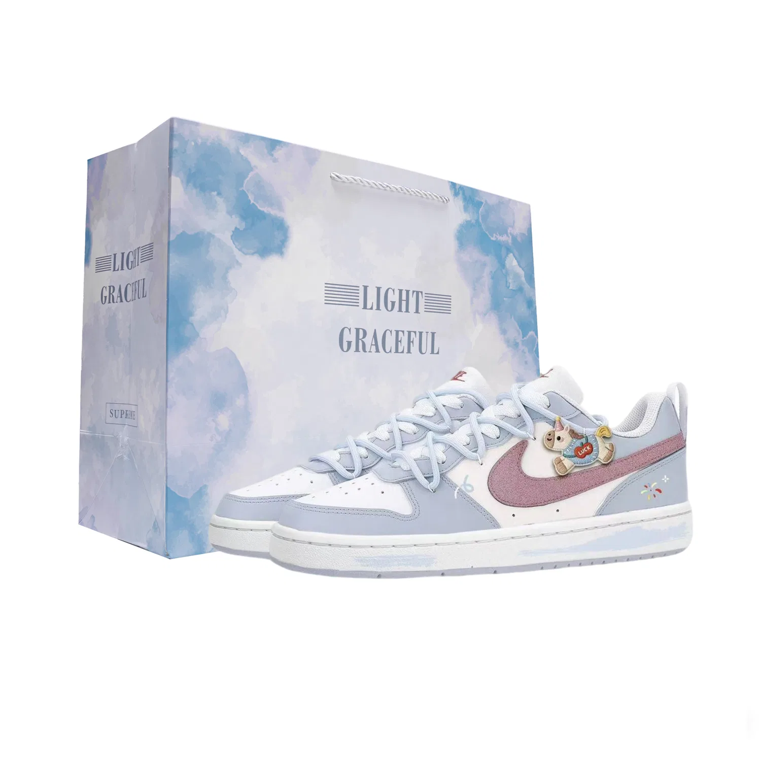 Кроссовки детские для скейтбординга Court Borough Labuma Leather Slip Resistant Low top Light Blue Unisex Nike, Light Cyan