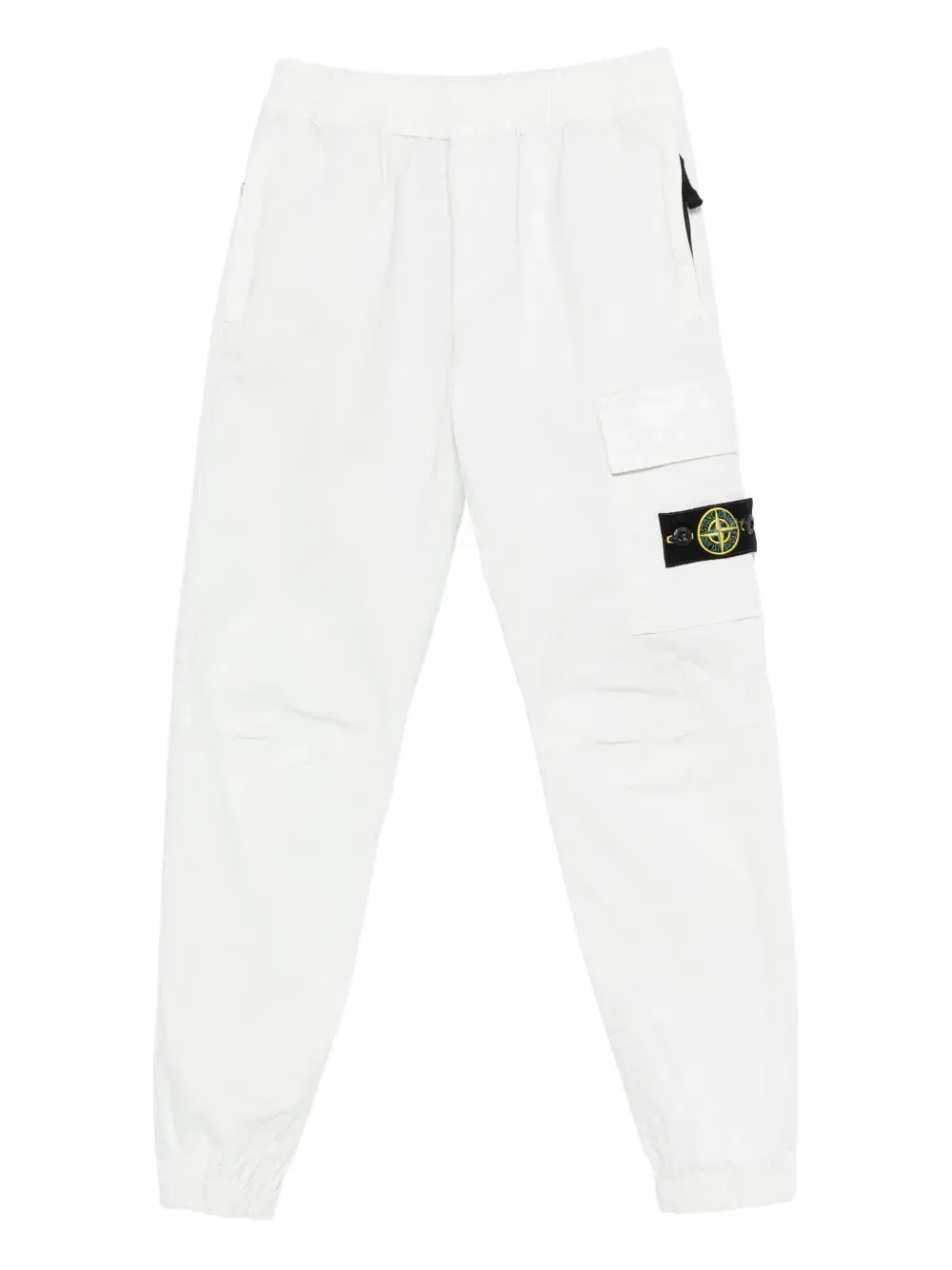 Брюки с накладными карманами и эластичным поясом Stone Island Junior, белый