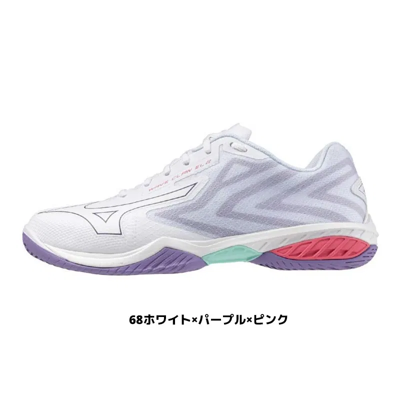 Кроссовки для бадминтона «Wave Claw EL2 FIT» от Mizuno, 68 White X Purple X Pink — фото 2