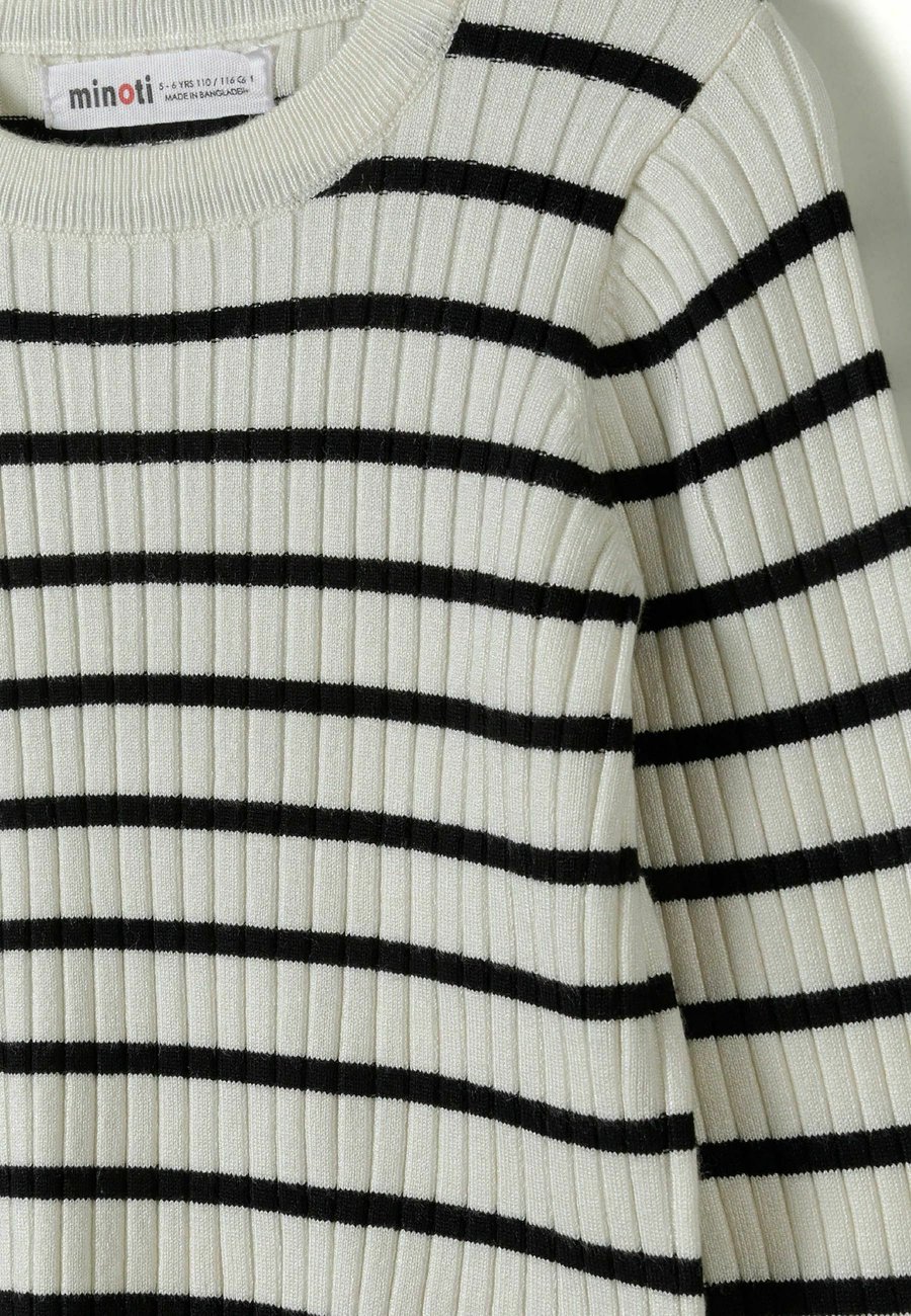 Кардиган MINOTI ROUND NECK AND FRILL, Cream Black/Off-White — фото 4