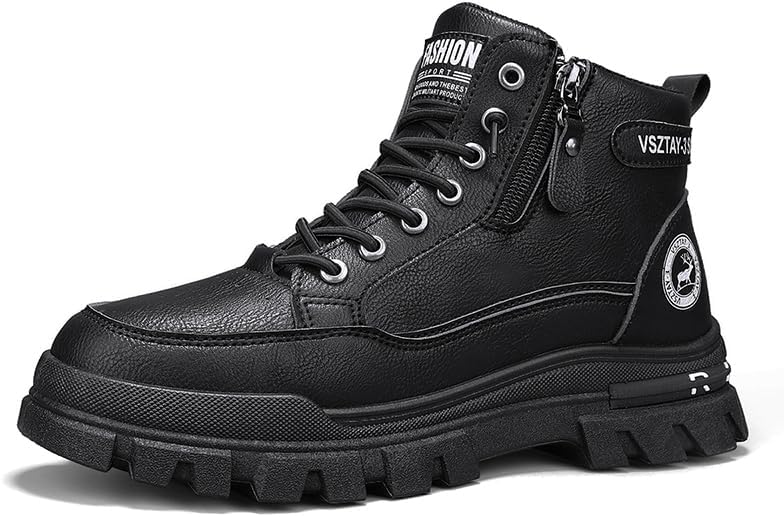 

Ботинки для мужчин, высокие армейские ботинки, кожа, на шнуровке, с боковой молнией, цвета бежевый, черный, хаки Generic