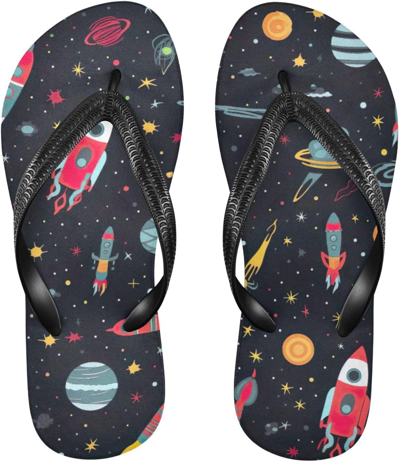 

Женские и мужские летние повседневные сандалии Space Planet Rocket Flip Flop для пляжа и душа Kfbe