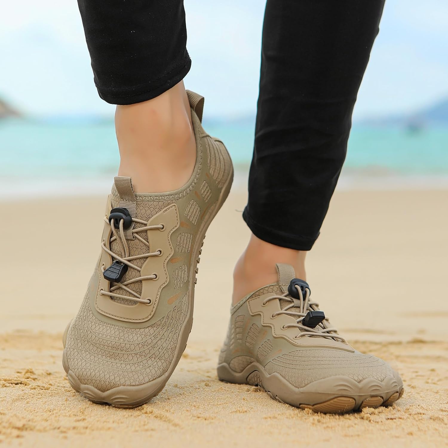 Кроссовки Hike Barefoot для женщин и мужчин, дышащие, с регулируемыми шнурками, нескользящие, спортивная обувь для тренировок, фитнеса, занятий на открытом воздухе и в помещении, для лодок, рыбалки, дайвинга и серфинга Ayziemezm, коричневый — фото 4