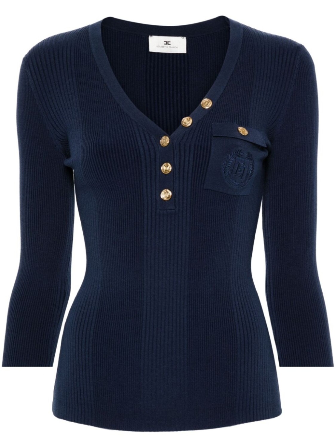 

Elisabetta Franchi трикотажный топ с вышитым логотипом, синий