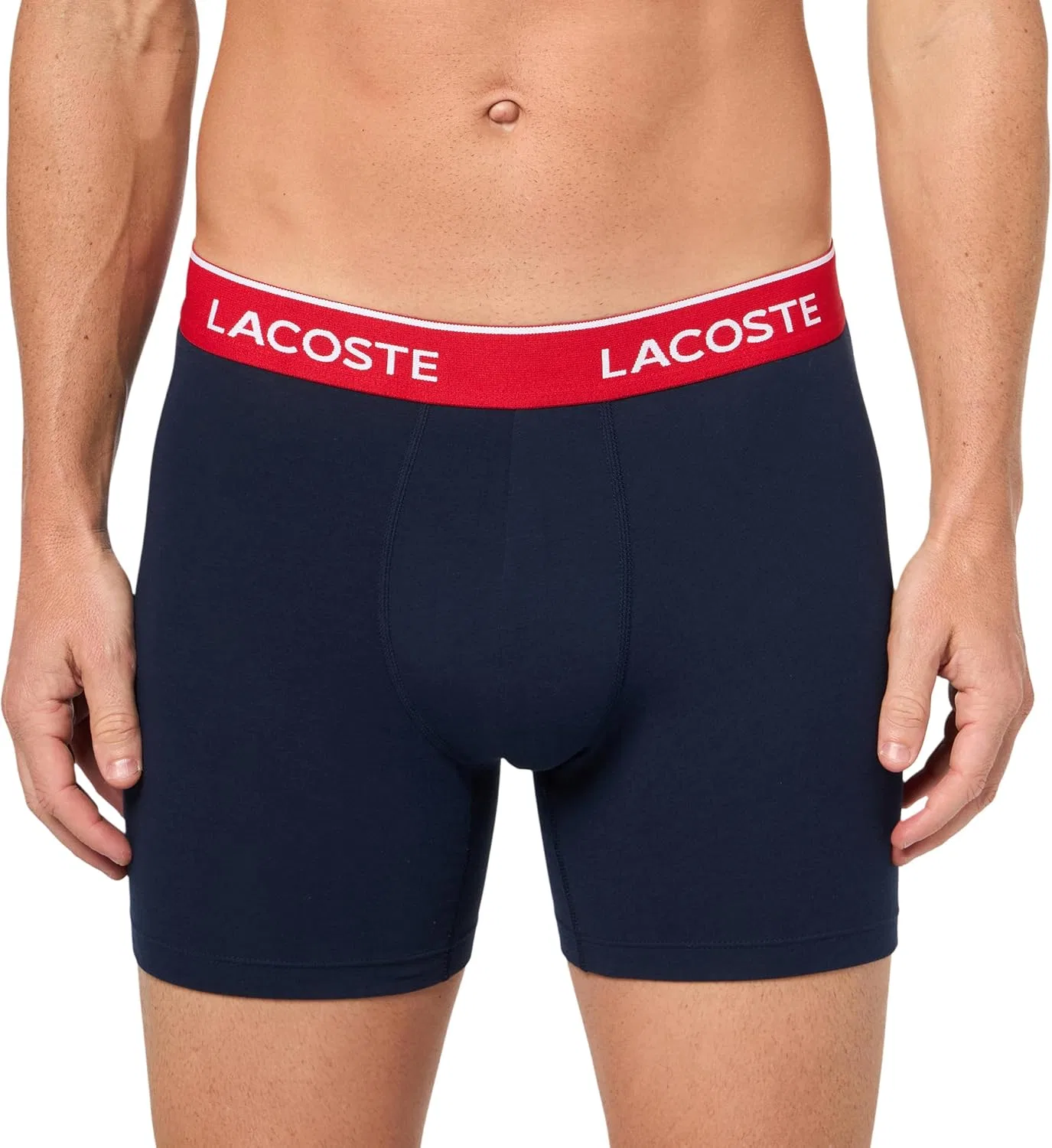 Боксеры хлопковые с эластаном Lacoste, темно-синий/зеленый/красный — фото 2