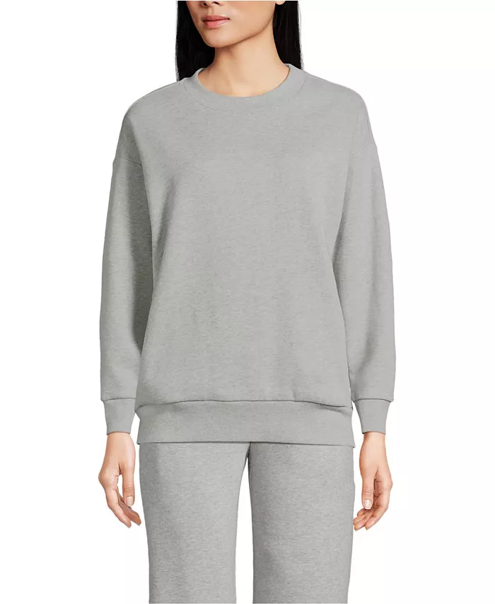 

Женская толстовка Serious Sweats, свободный джемпер с длинным рукавом и круглым вырезом - комплект сверху Lands' End, серый