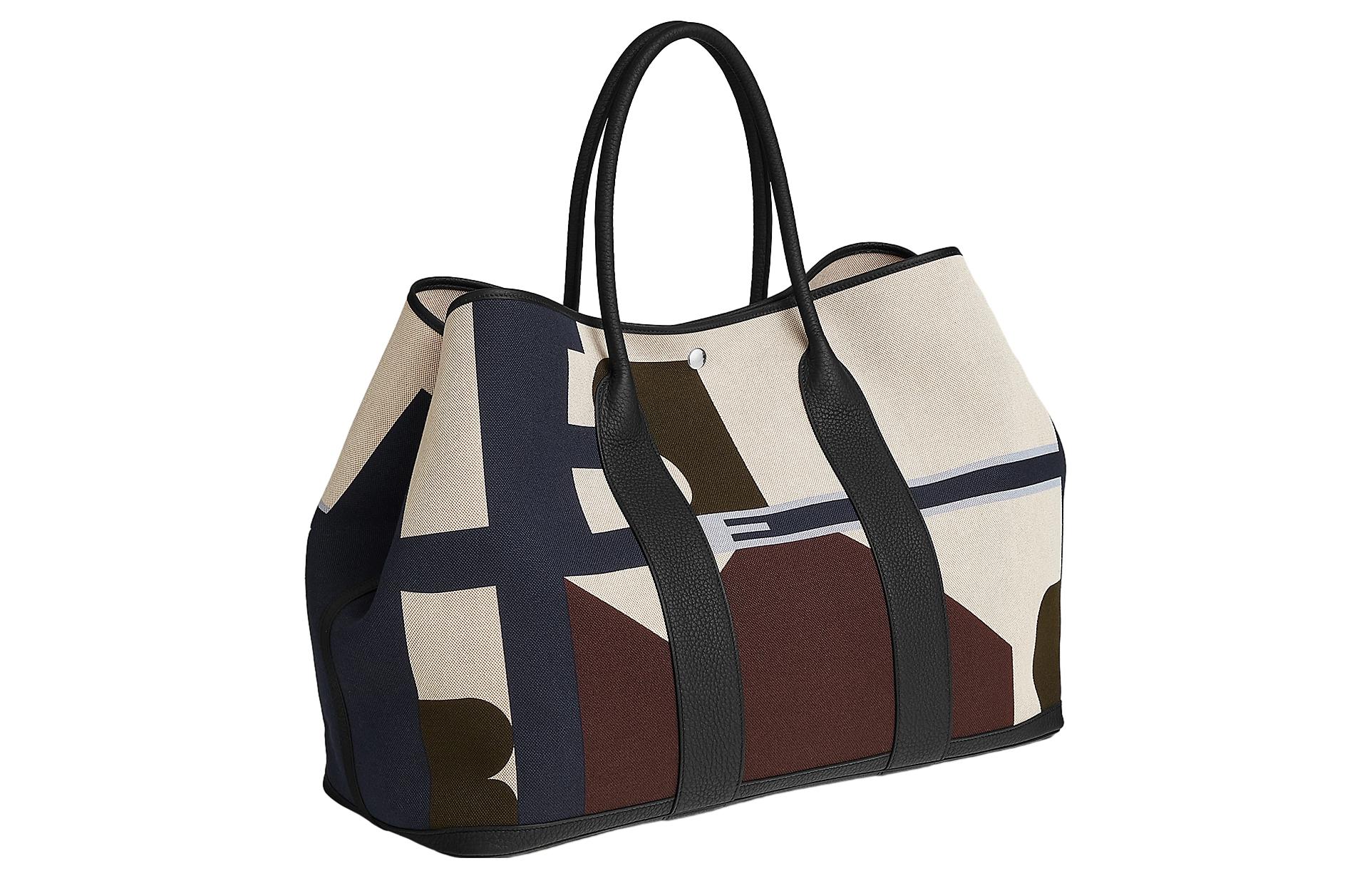 HERMES Сумка женская Hermès Pacific из холста с кожей телёнка Negonda в цвете индиго и светло-бежевом и бежевом и чёрном — фото 2