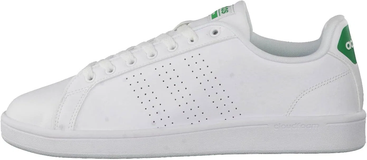 Женские кожаные кроссовки Adidas Advantage Premium, White Ftwwht Ftwwht Green — фото 2