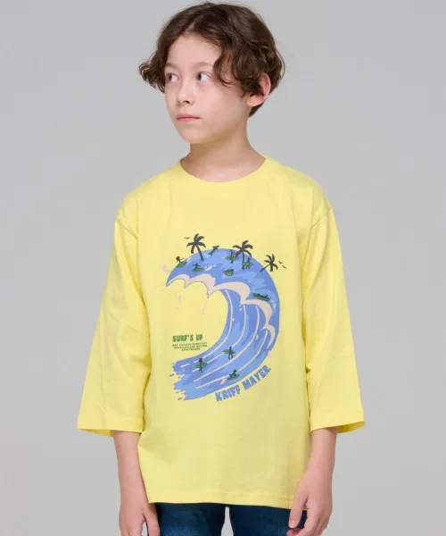 Детская футболка с рукавом 3/4 KRIFF MAYER Kid's Collection с принтом волны белого цвета — фото 2