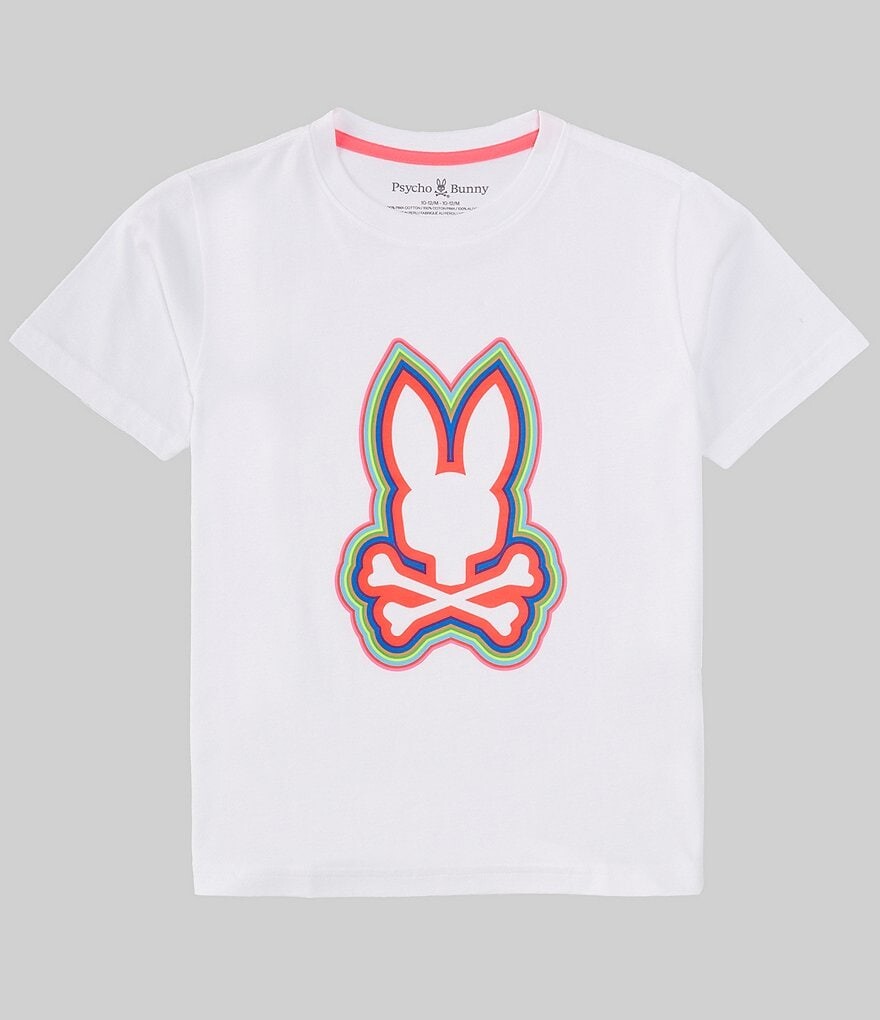 

Футболка с короткими рукавами и рисунком Maybrook для мальчиков Psycho Bunny Big Boys 7–20, белый