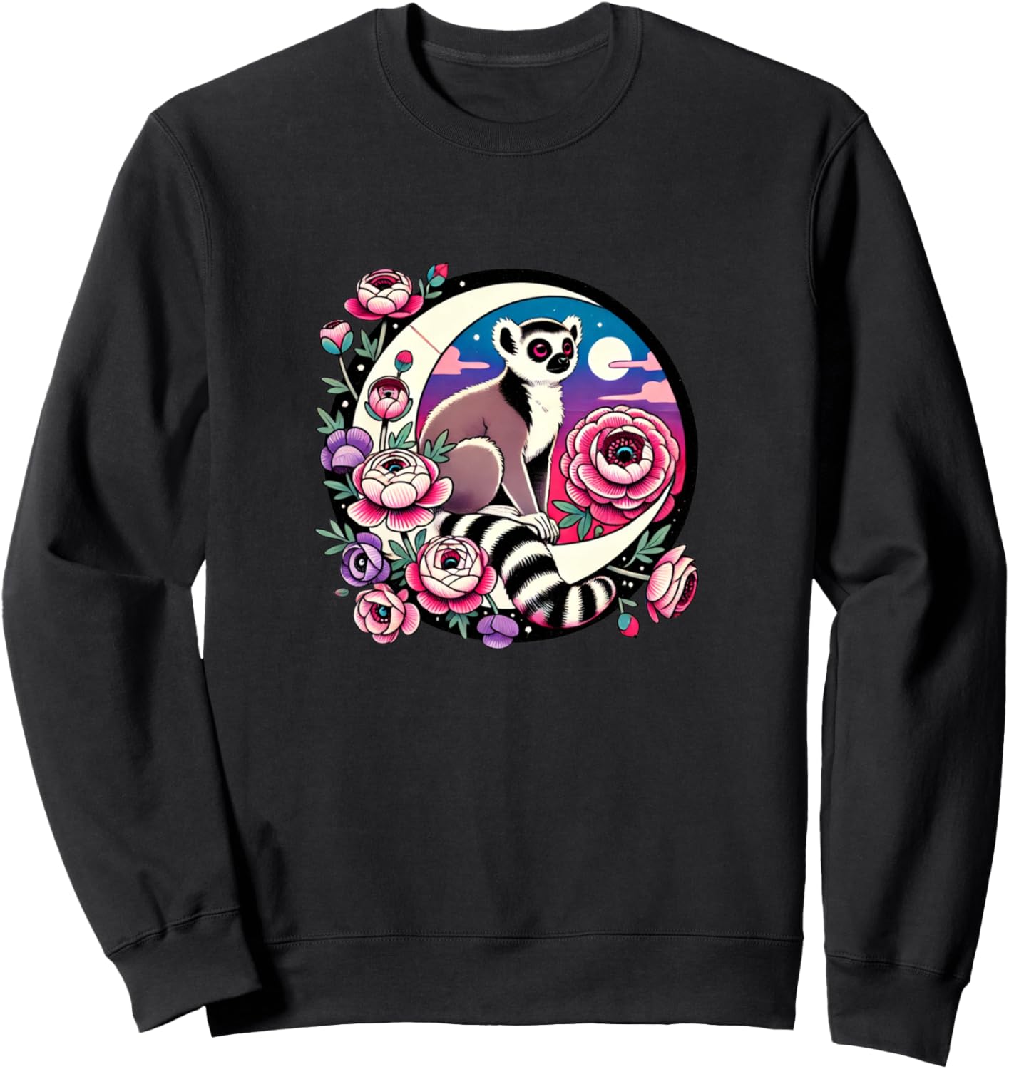 

Толстовка с цветочным принтом и изображением лемура Vintage Lemurs Snugg, черный