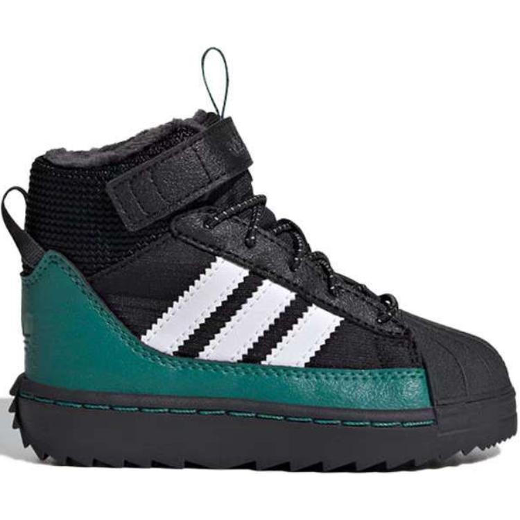 Adidas Originals Нескользящие износостойкие высокие детские туфли, цвет черный, зеленый, для младенцев и малышей — фото 2
