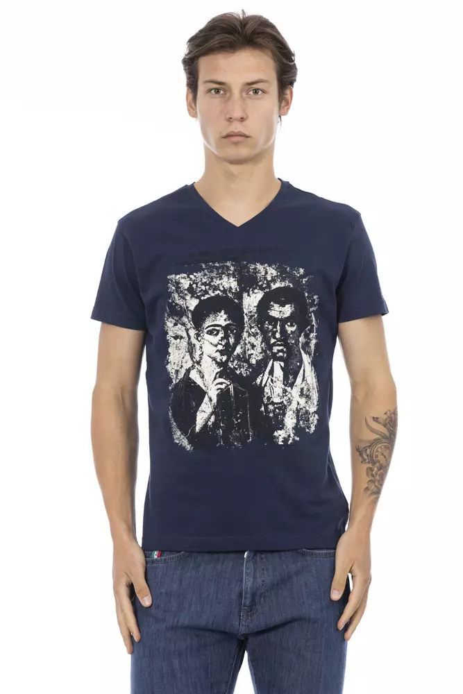

Синяя хлопковая мужская футболка Trussardi