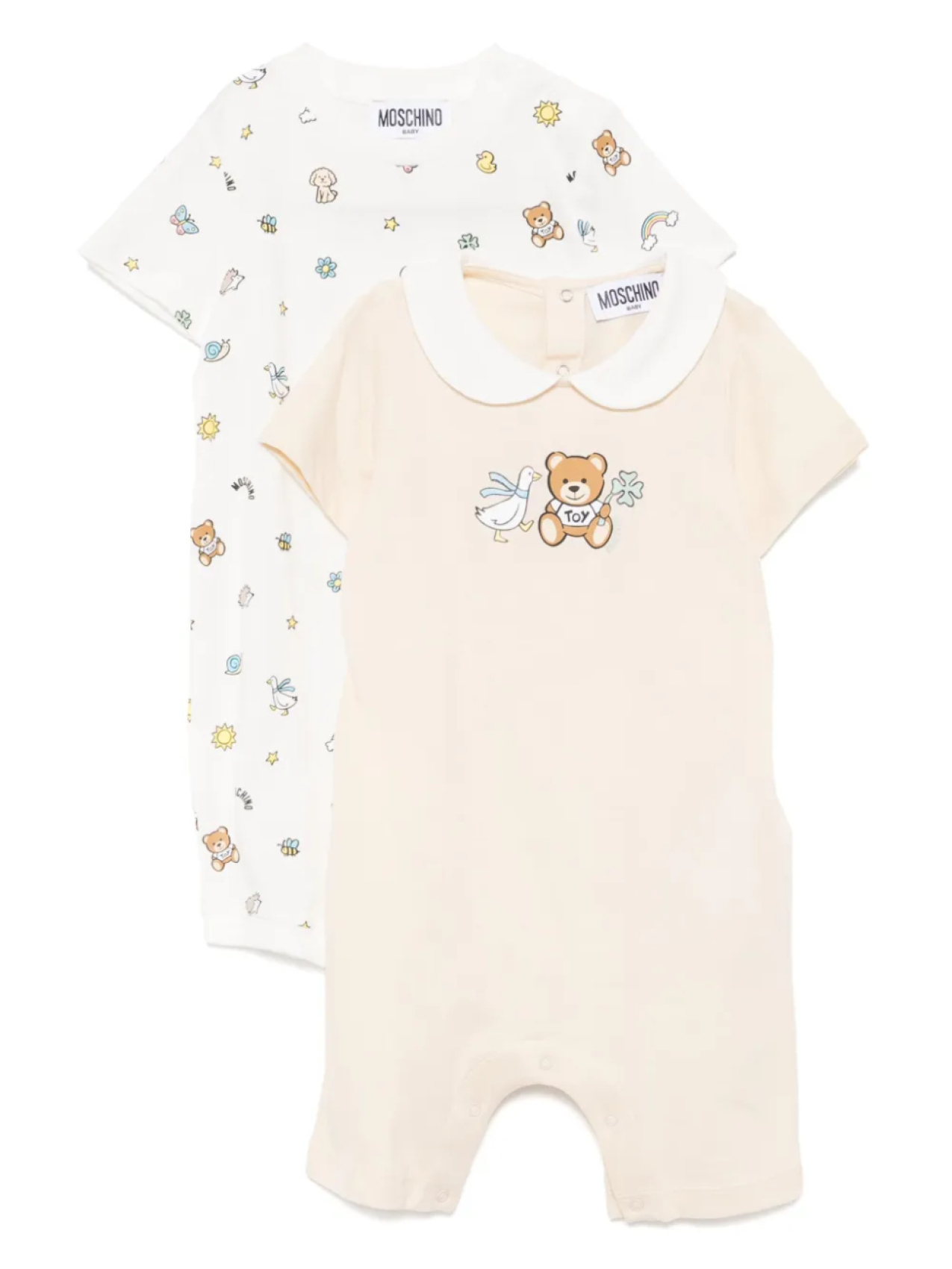 

Moschino Kids комплект из двух ромперов с графичным принтом, нейтральный