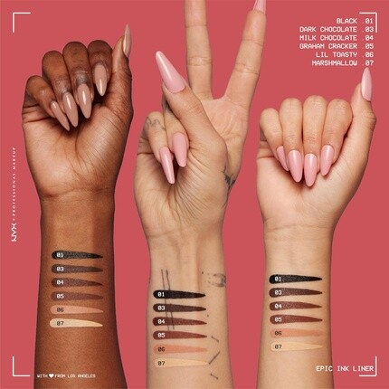 Профессиональная подводка для глаз Epic Ink Liner Brush Tip с жидким наконечником для макияжа до 24 NYX — фото 3