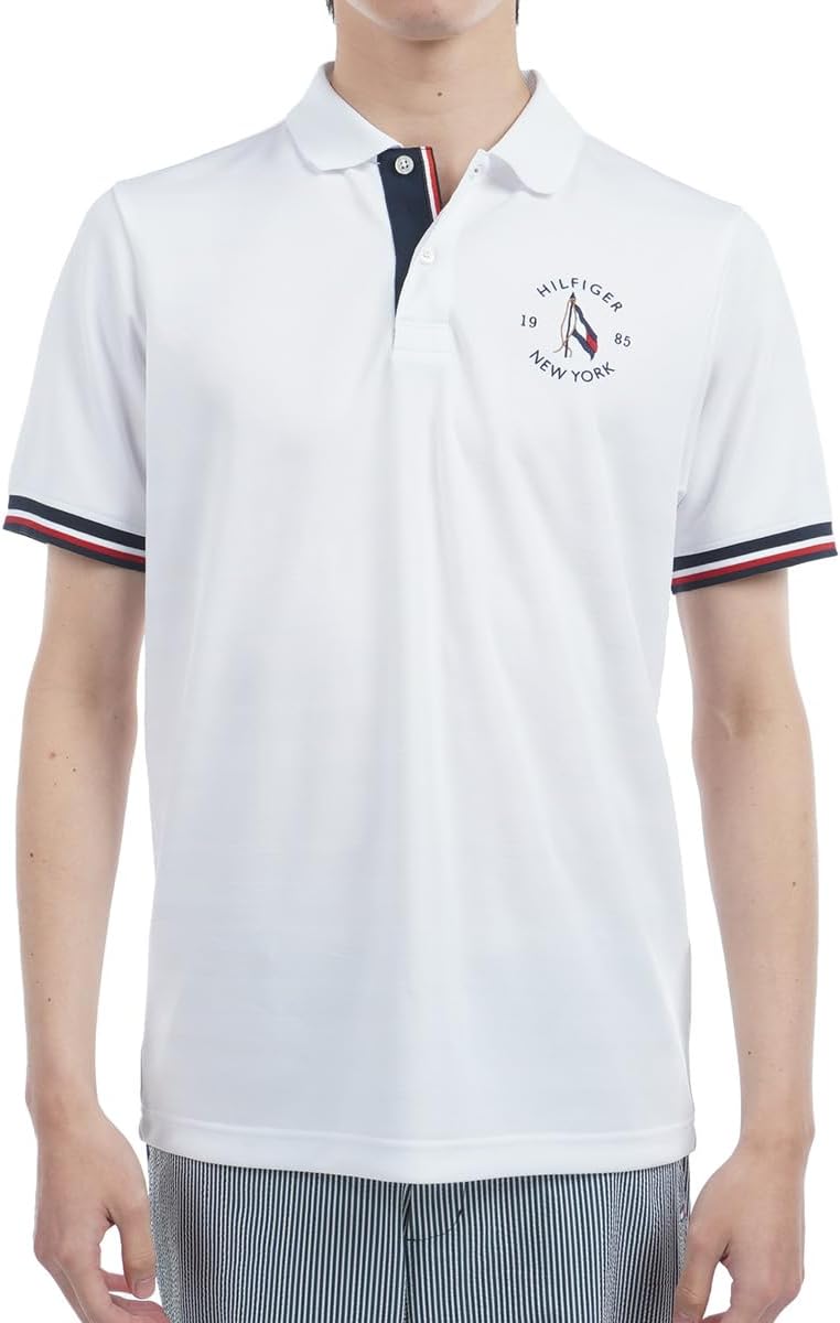 

Мужская рубашка-поло Tommy Hilfiger Golf Classic THMA518, с круглым логотипом, короткий рукав, белый