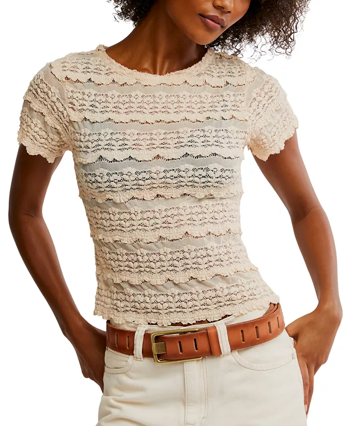 

Женская кружевная футболка Angelina Free People, белый