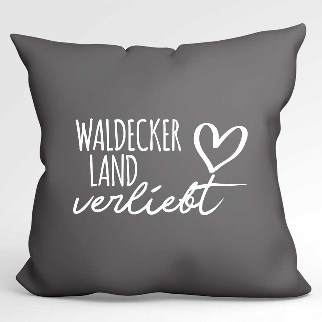 

УРАА! Подушка Waldecker Land in love Декоративный чехол на подушку без наполнителя 40х40см Серый Сталь с названием любимого региона Hellweg Druckerei