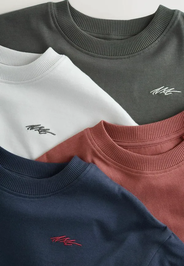 Футболка с коротким рукавом, логотипом на груди, графический принт (4 шт.) Next, Navy Grey Berry — фото 3