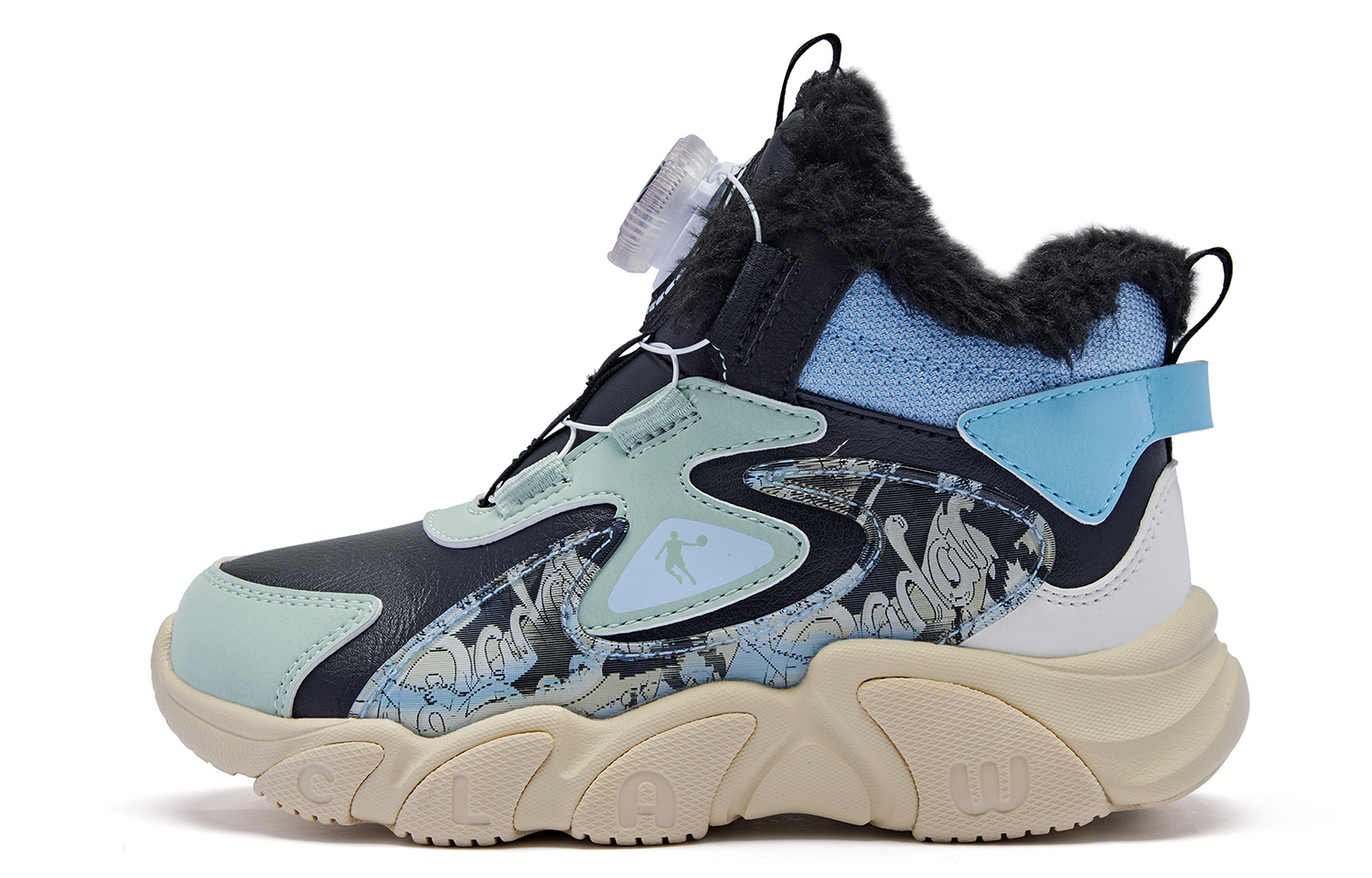 

QIAODAN Прочные теплые детские кроссовки черного и нефритового цвета для детей 3–7 лет