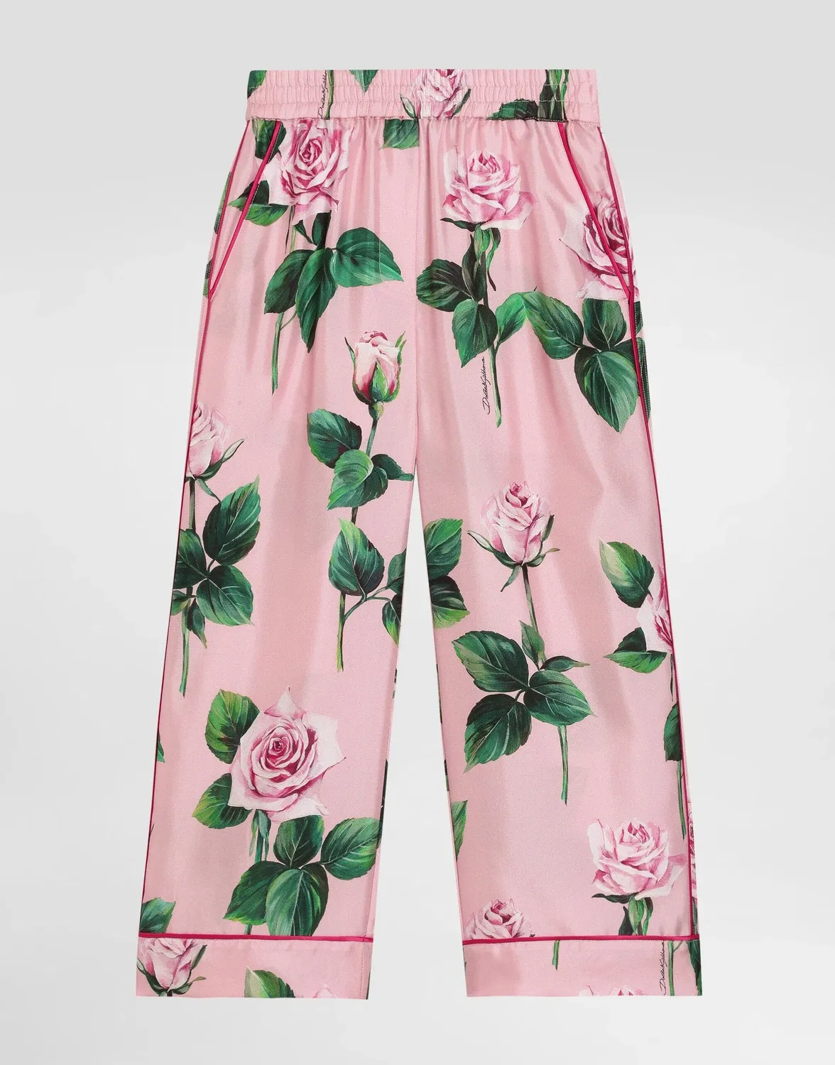 Брюки из саржи с принтом "розы" Dolce&Gabbana, белый
