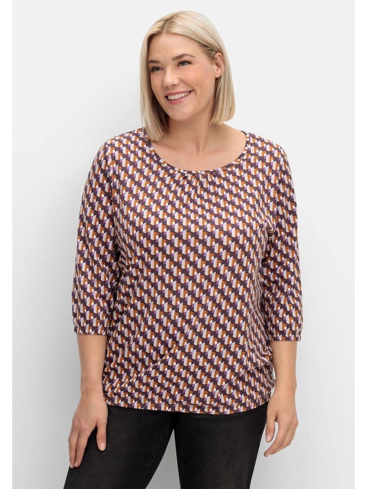 

Футболка sheego 3/4-Arm-Shirt, цвет aubergine gemustert