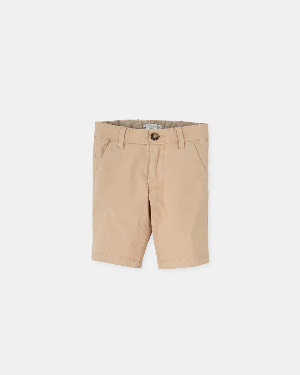 

Однотонные шорты-бермуды для мальчика с петлями для ремня на талии Tutto Piccolo, бежевый