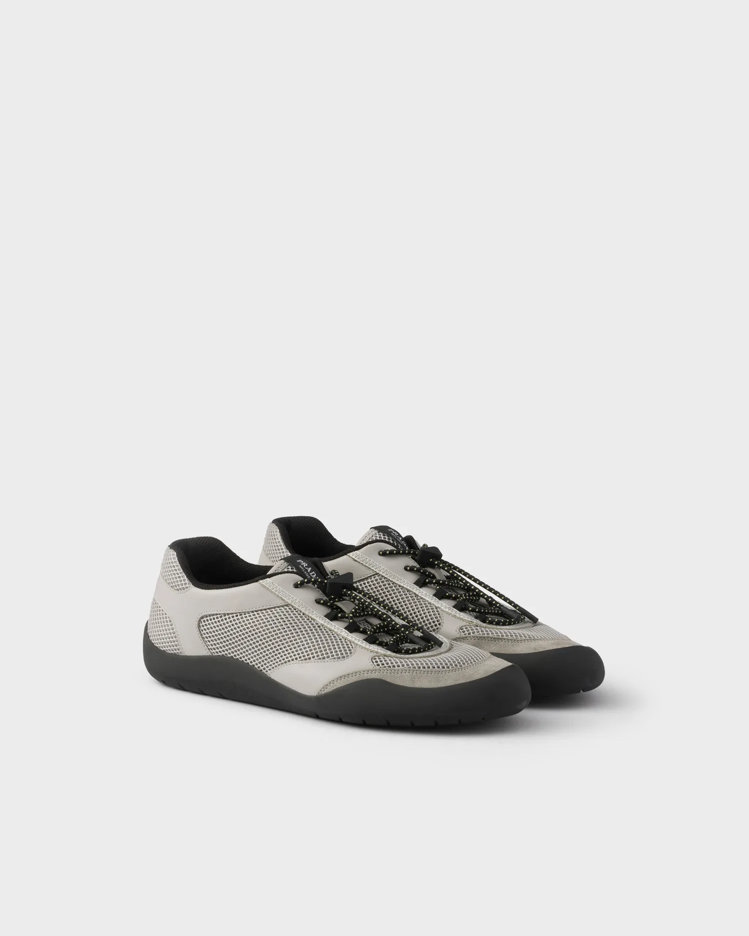 Кожаные кроссовки Speedrock из сетчатой ткани Prada, серый