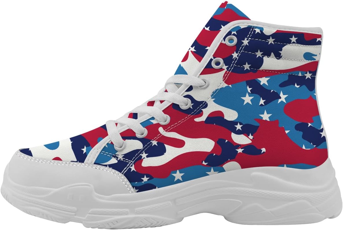 

Кеды для мужчин и женщин на шнуровке, высокие кроссовки с флагом США, подарок для нее и для него Quorax, белый/красный/синий