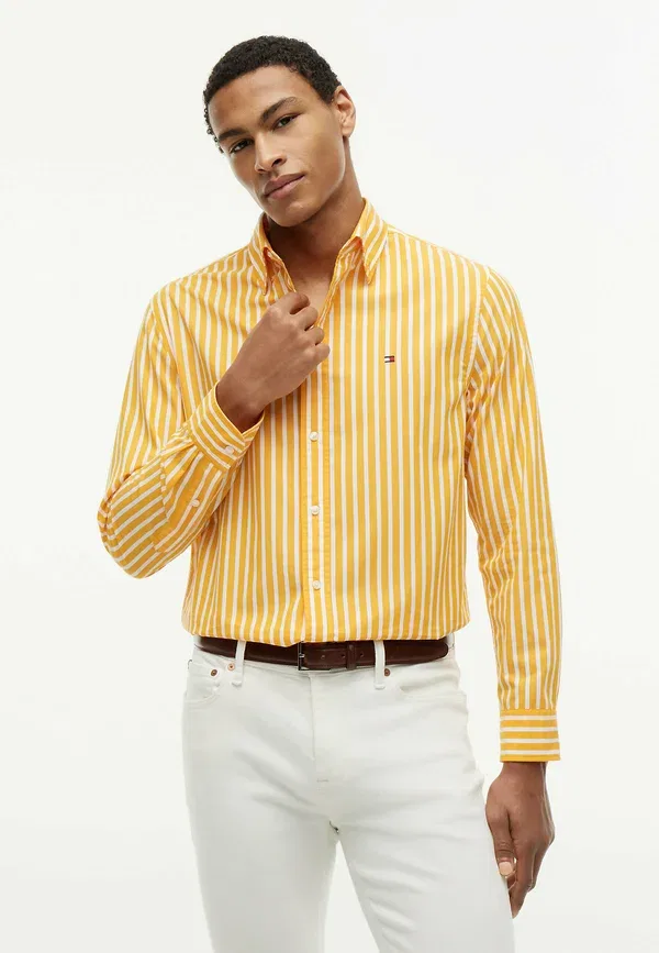 Рубашка Tommy Hilfiger Flex poplin seasonal stripe sht seasonal pattern shirt, оранжевая полоска