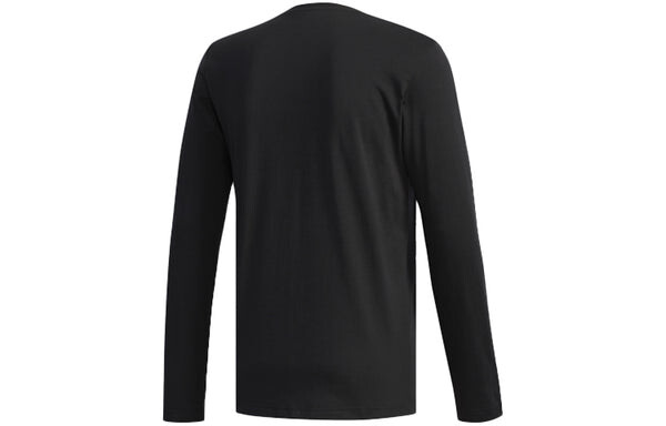 Футболка neo m ce lnr ls logo printing round neck long sleeves black Adidas, черный — фото 2