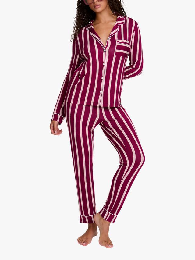

Пижамный комплект с пуговицами из бамбука Stripe Bamboo Rich Pretty You London, Bordeaux Stripe