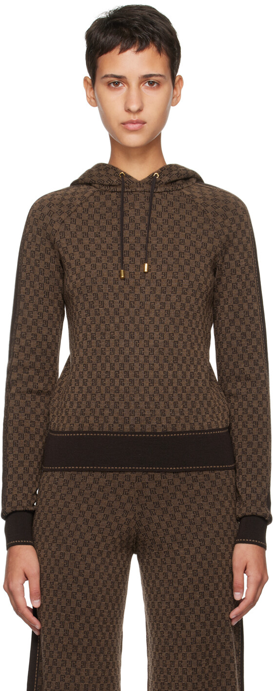 

Коричневый худи с монограммой Balmain