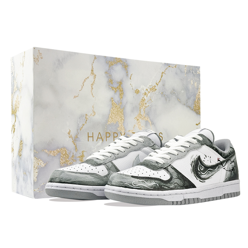 

Ботинки для скейтбординга Big Low Lu Ink Stained Crane Shadow с амортизацией, износостойкие, низкие, мужские, бело-серые Nike, белый серый(Special Shopping Bag)