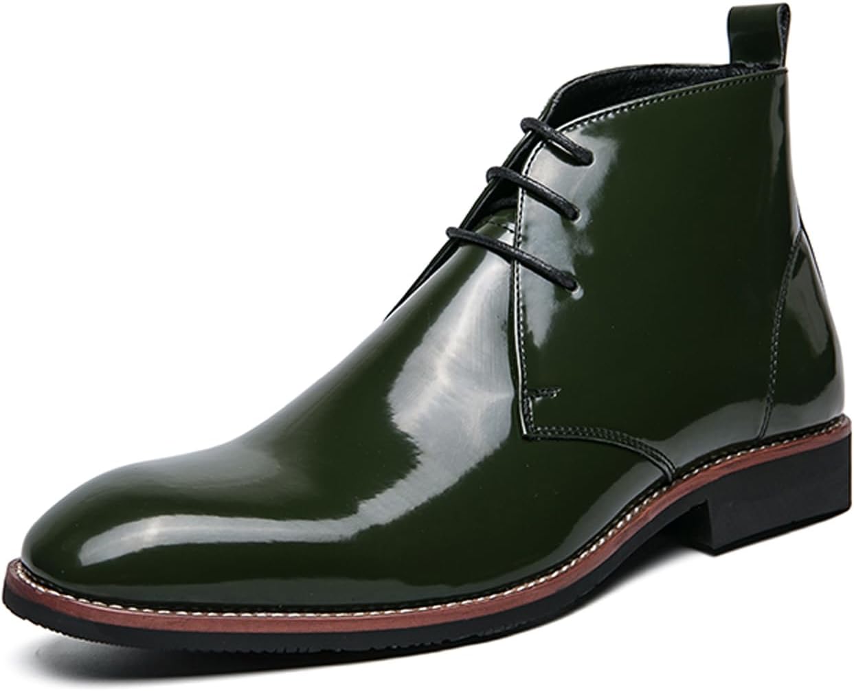 

Мужские кожаные ботинки Челси классические с шнуровкой, удобные с заостренным носком, массивным каблуком, челси на щиколотку для бизнеса, вождения, офиса и прогулок Egebs, зеленый