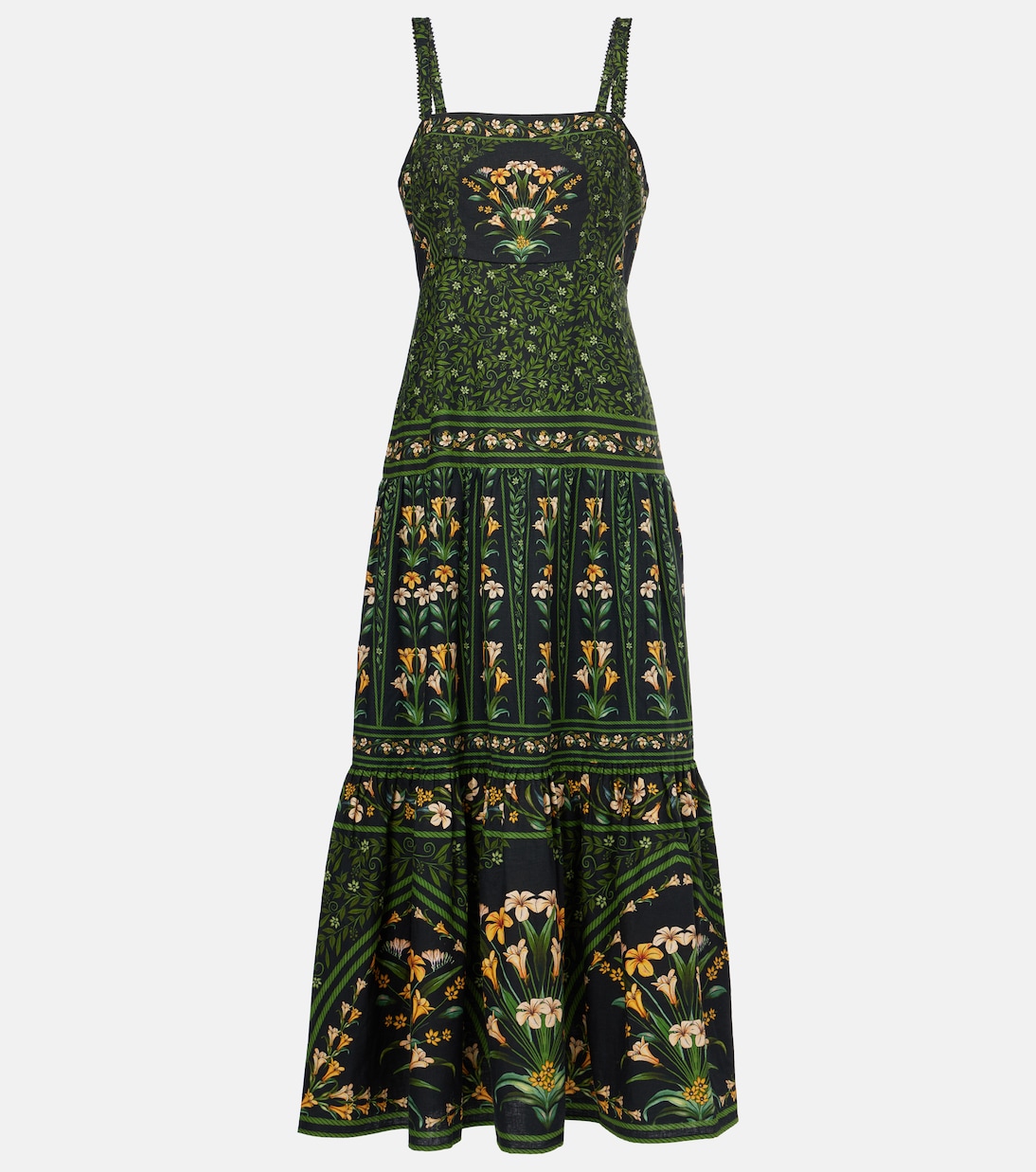 

Платье миди Flowers Arch из смесовой льняной ткани Farm Rio, Flowers Arch Black