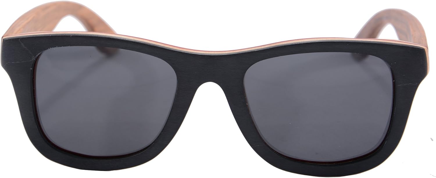 

Поляризованные деревянные солнцезащитные очки для скейтбординга, летние очки с защитой UV400 для занятий спортом на открытом воздухе - SG68004 MEDOLONG, Outside Black Middle Red Inside Nature Zebra