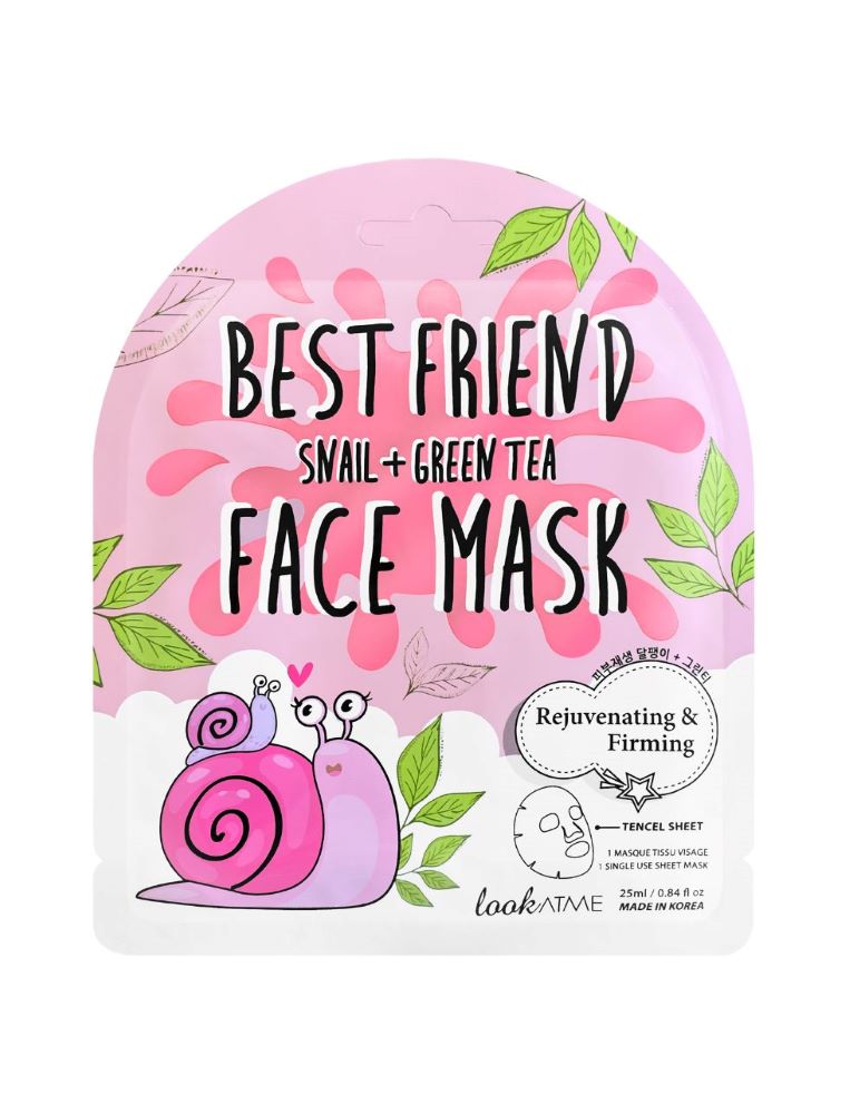

Тканевая маска с секрецией улитки и зеленым чаем best friend (snail + green tea) tencel face mask Look At Me, количество 1 шт.